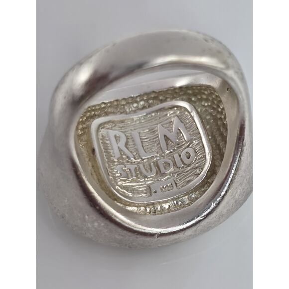 MODERNIST ROBERT LEE MORRIS STERLING SILVER ONYX BLACK RING SIZE 7 - Picture 6 of 16